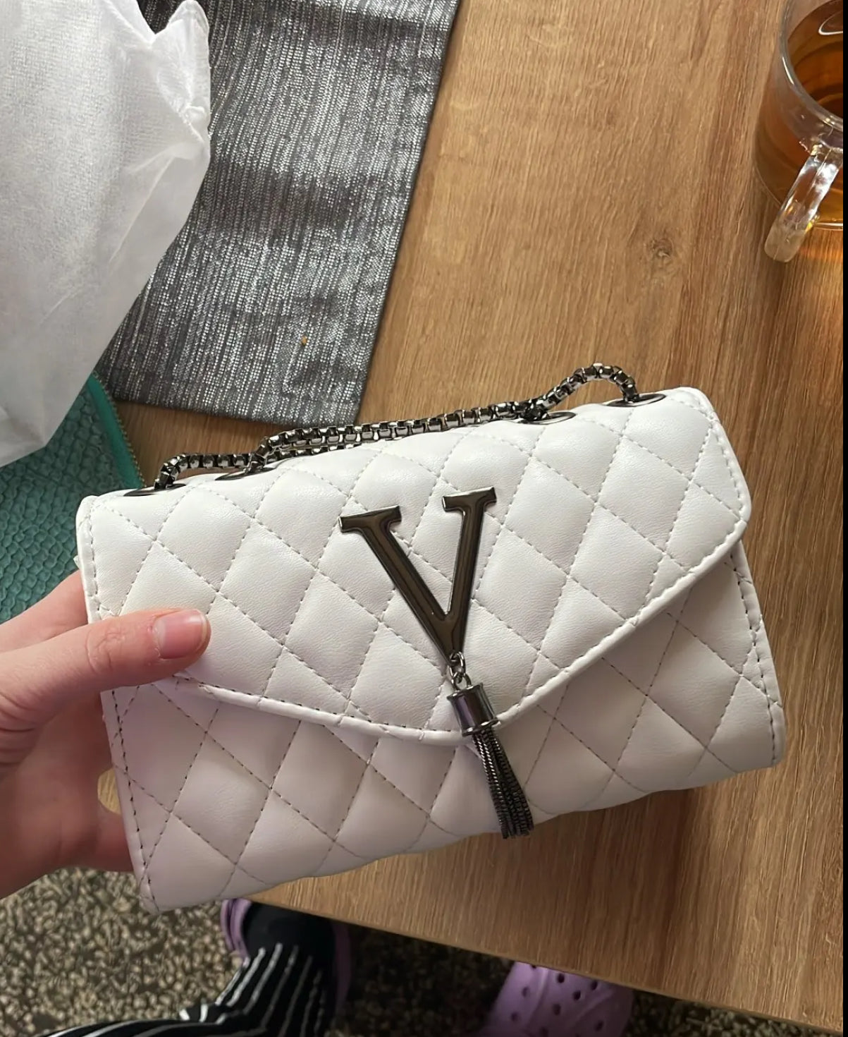 White Luxury Quilted Leather Handbag